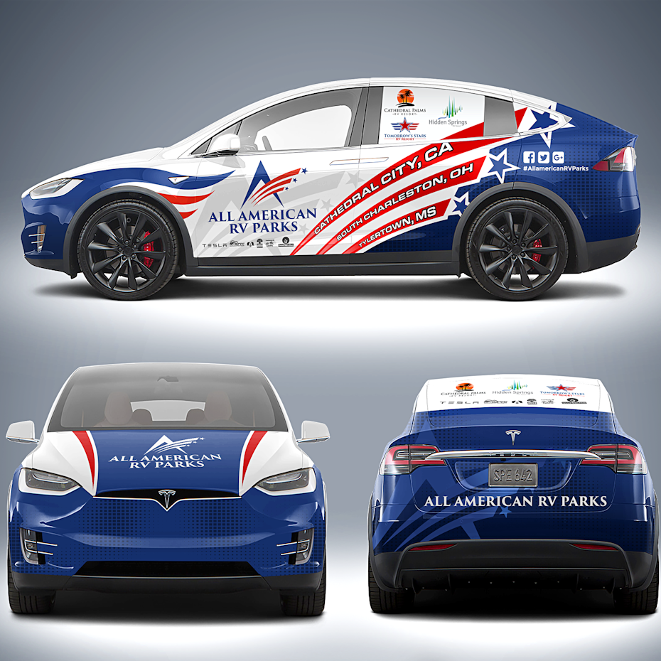 Colorful EV/Green Tesla Model X Wrap