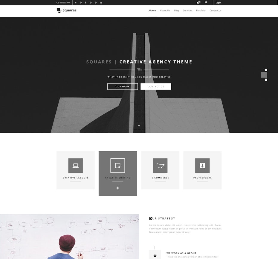 simple black and white web design