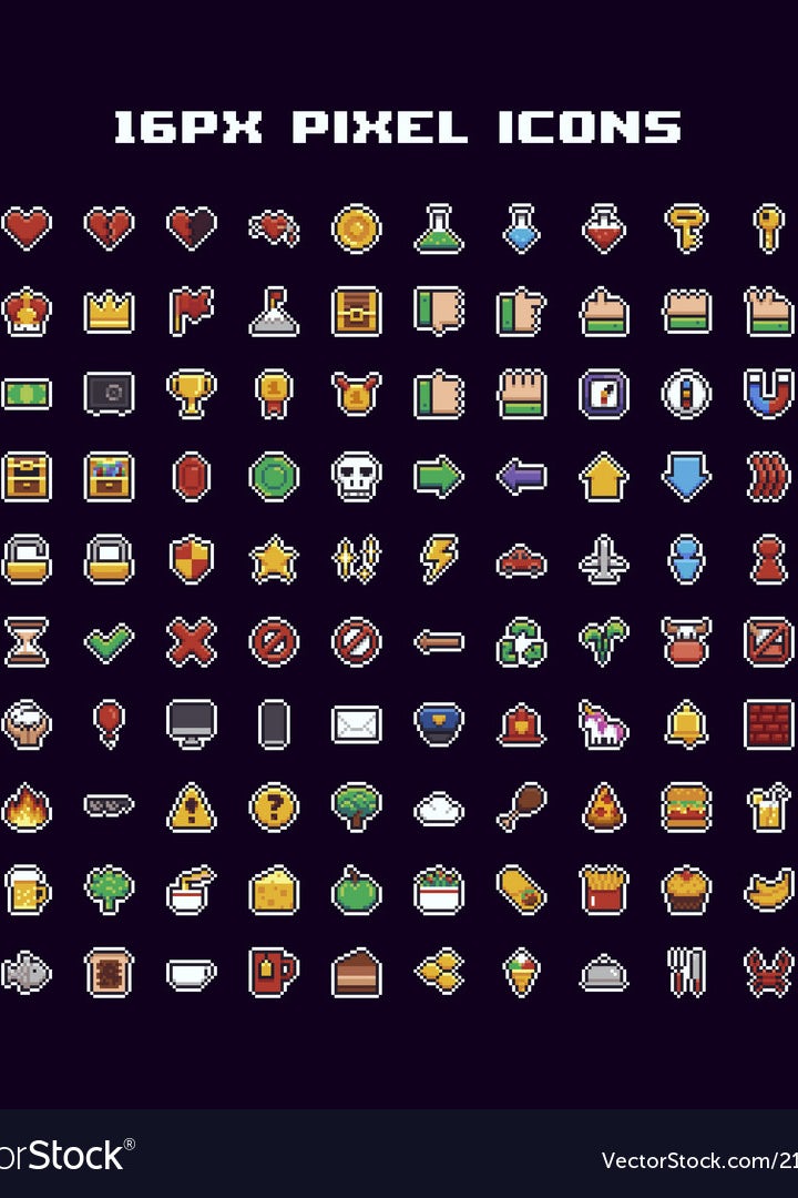 Vector chart of retro video game-inspired icons
