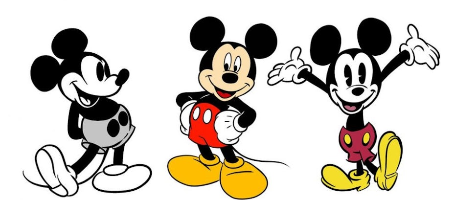 Three variations of Mickey Mouse
