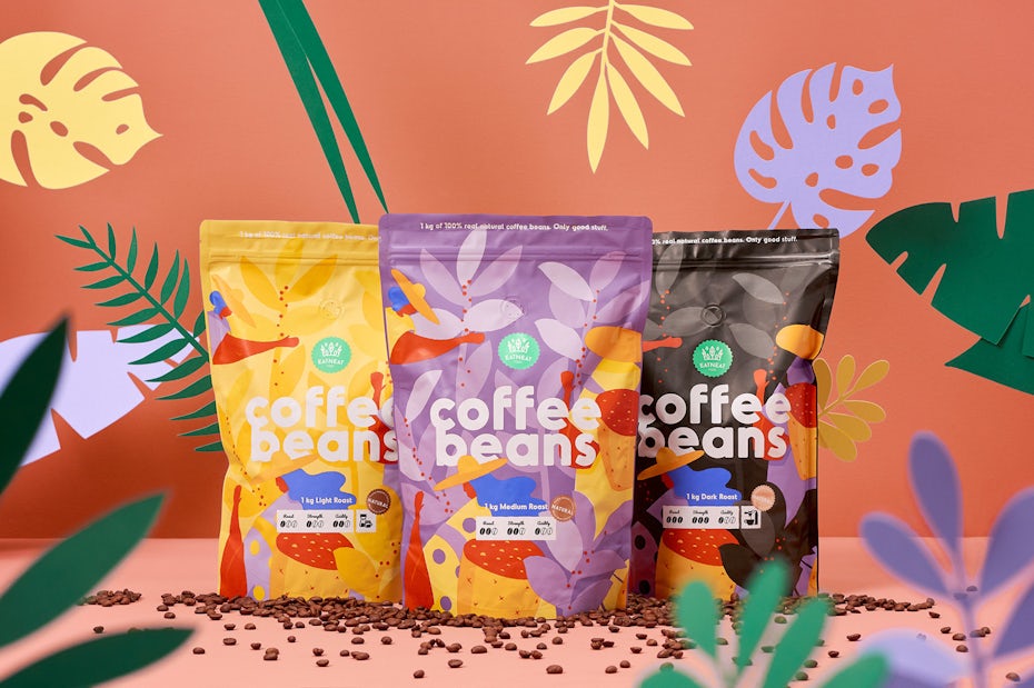 Foliage coffee beans design