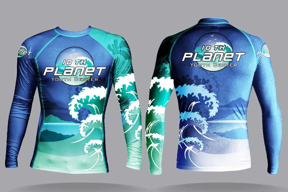 Crashing wave 10th Planet Jiu Jitsu Rash Guard