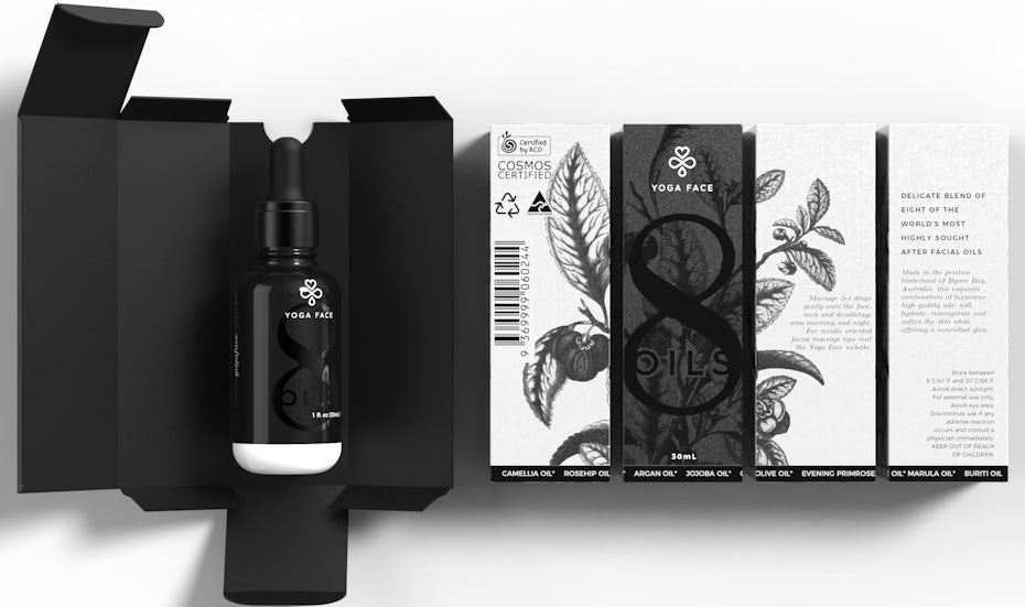 Black and white oil bottle design