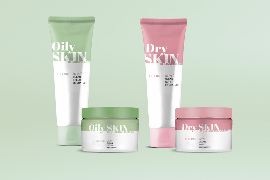 Pastel skincare packaging