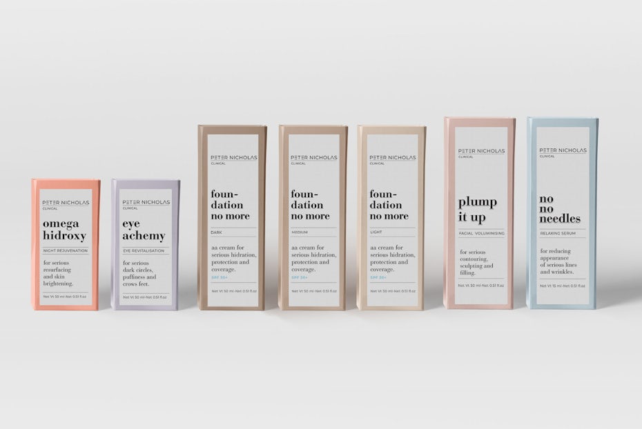 Peter Nicholas pastel packaging