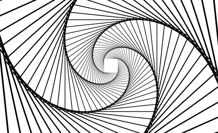 Inward spiraling lines