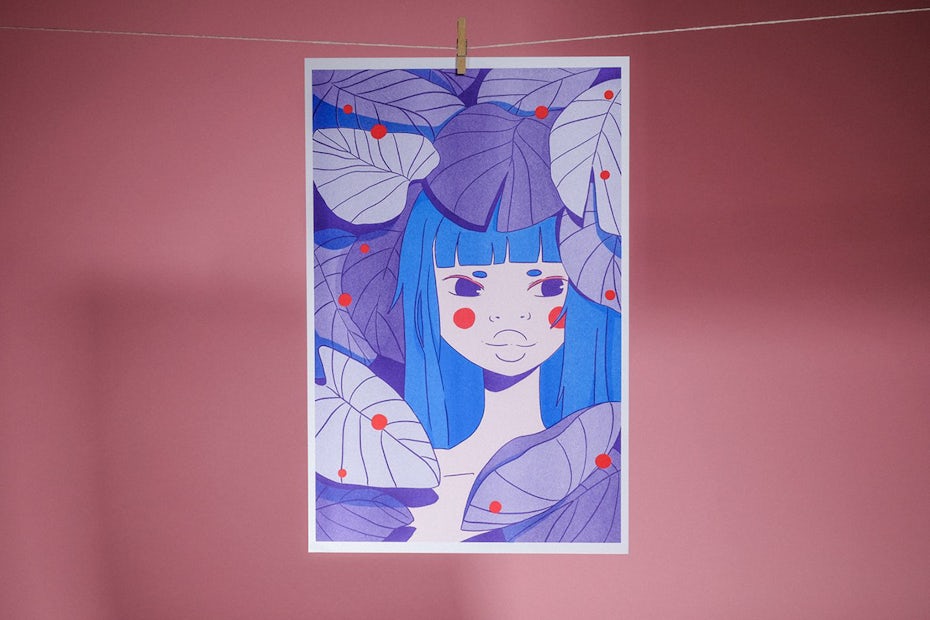 Risograph poster Behance Mercedes Bazan