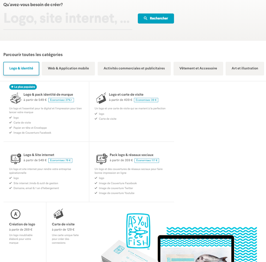 Choisir une catégorie de designs sur 99designs