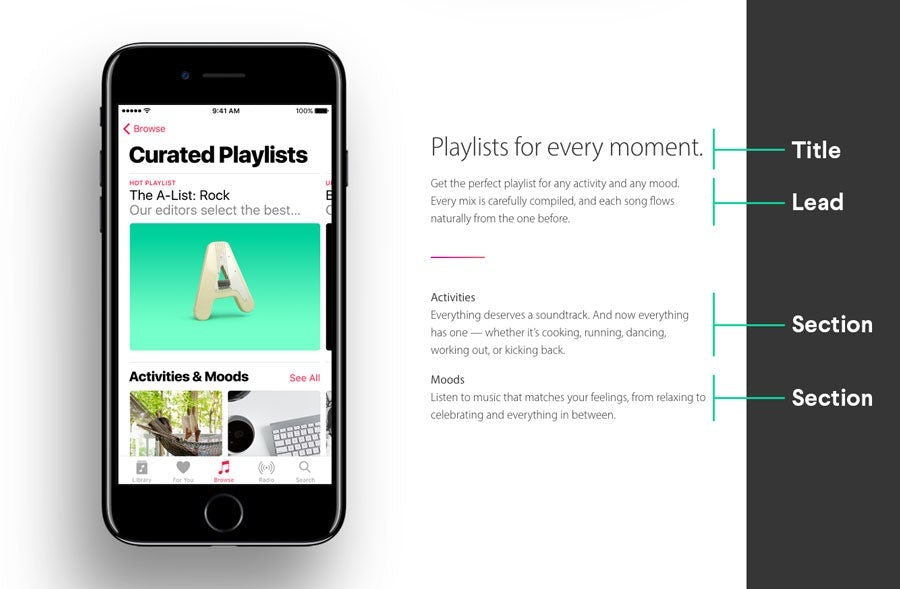 Apple Music visual hierarchy