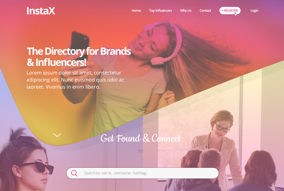 InstaX home page