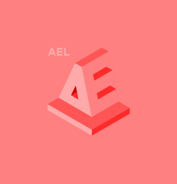 Isometric logo of a transforming letter