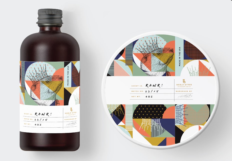 geometric packaging design with lots of detail