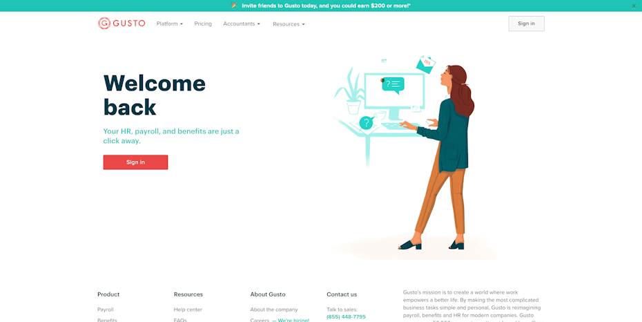 返回客户的Gusto页面