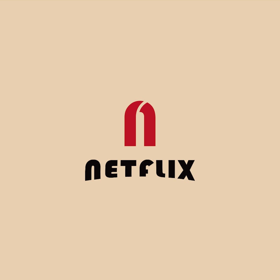 Netflix logo in Bauhaus design style