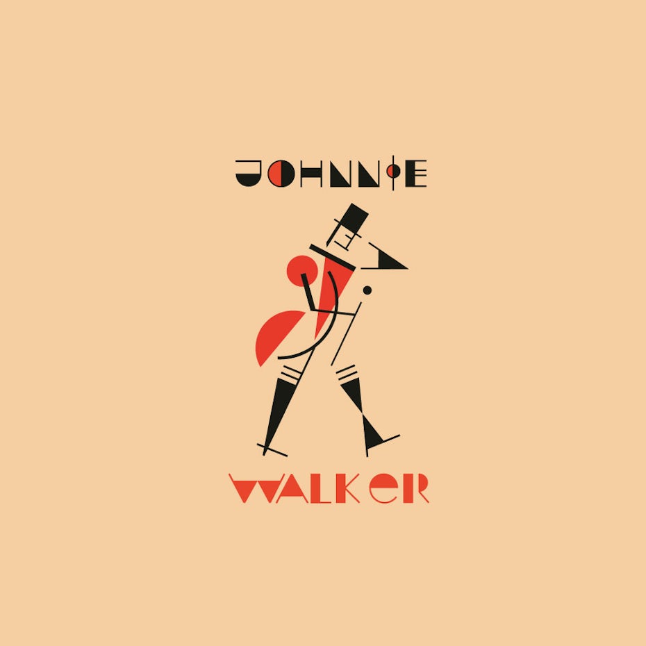 Johnnie Walker logo in Bauhaus design style