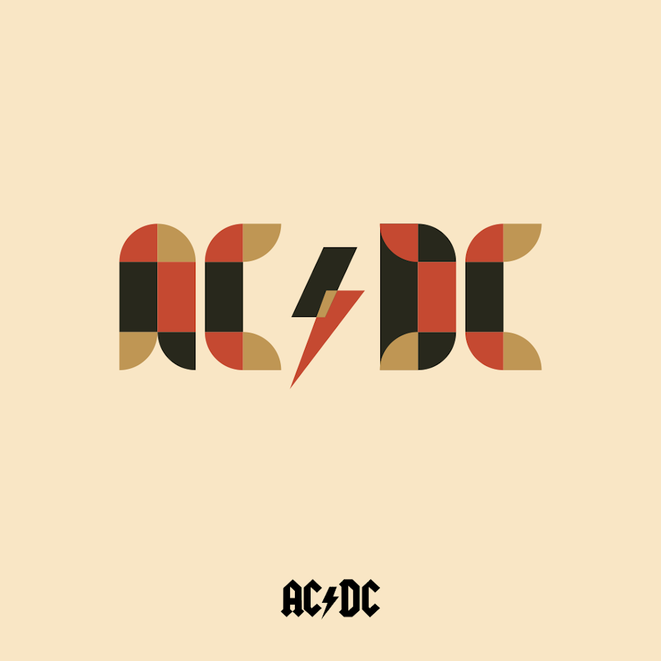 AC/DC logo in Bauhaus design style