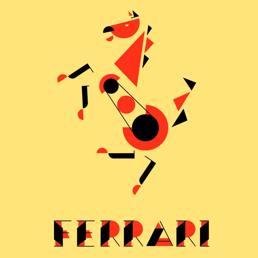 Ferrari logo in Bauhaus design style