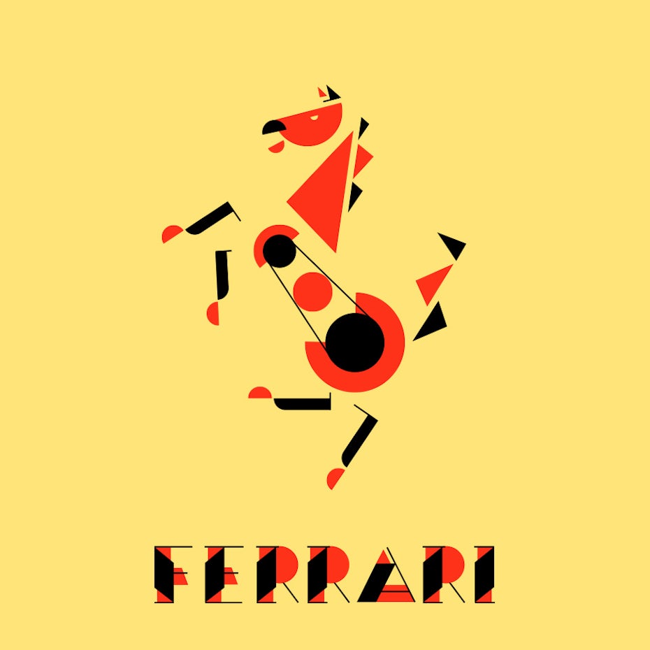 Ferrari logo in Bauhaus design style