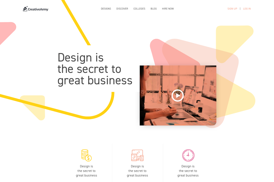Web page with Bauhaus design for CreativeArmy