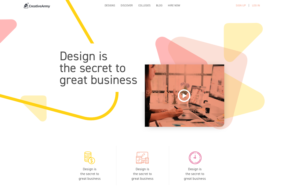 Web page with Bauhaus design for CreativeArmy