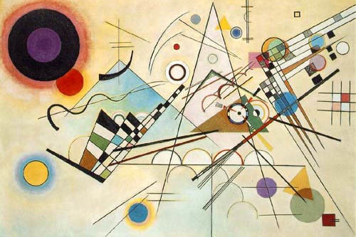 modernist image comprised of multiple colored shapes
