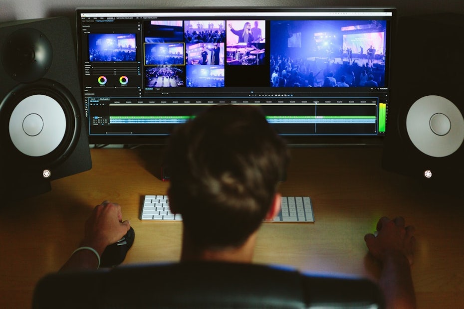 An editor at his edit bay