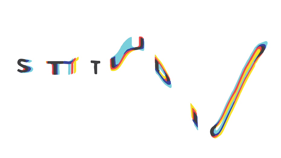 A glitch art design showing color degradation