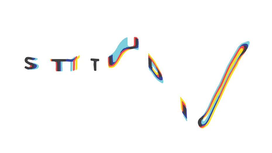 A glitch art design showing color degradation