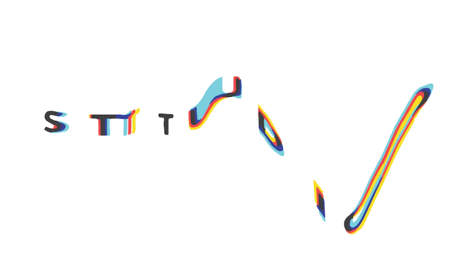 A glitch art design showing color degradation