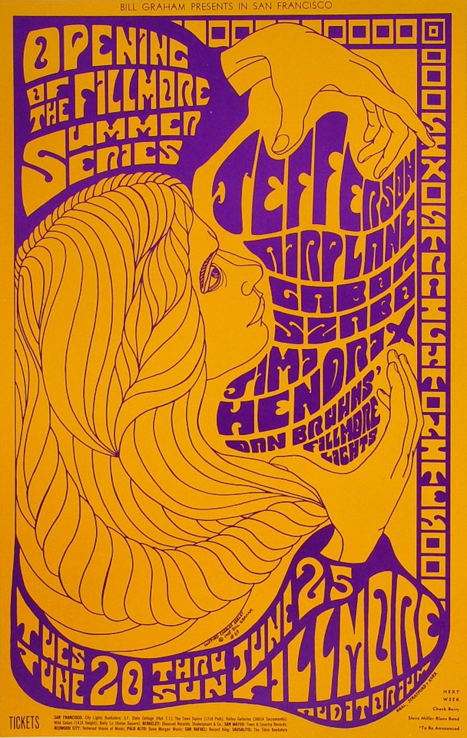 1967 Jefferson Airplane and Jimi Hendrix duotone poster by Clifford Charles Seeley
