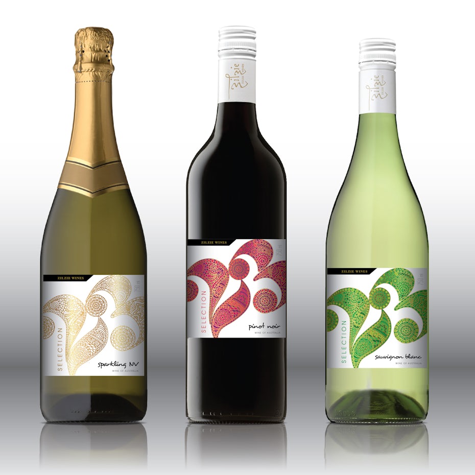 detailed wine logo in three colors