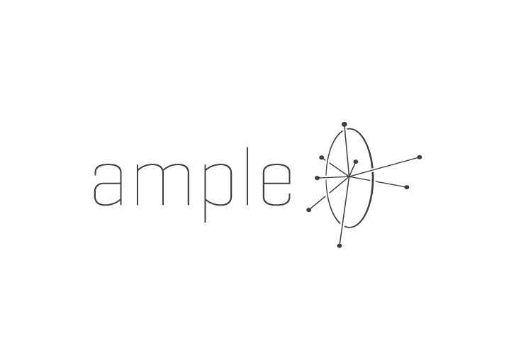 Un logotipo futurista atómico