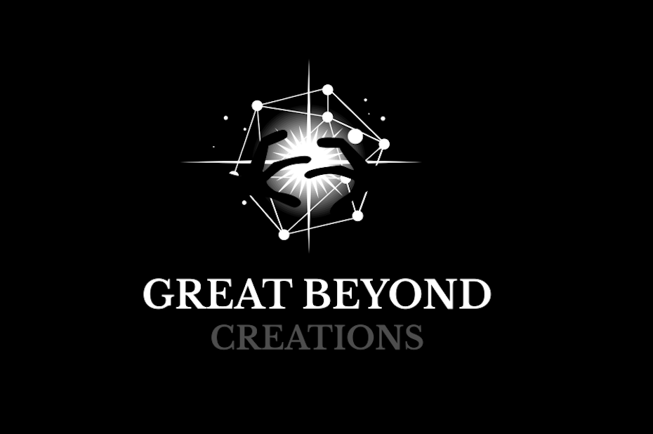 Un logotipo futurista con imágenes celestiales