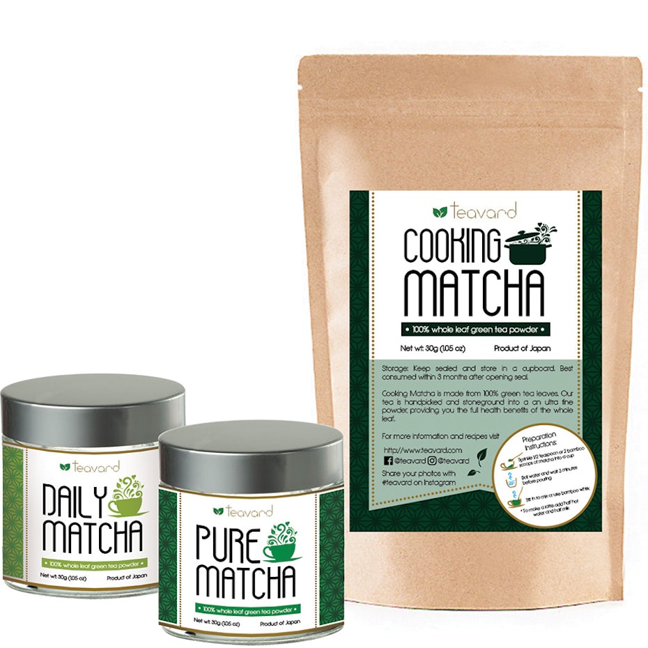 Matcha tea label design 