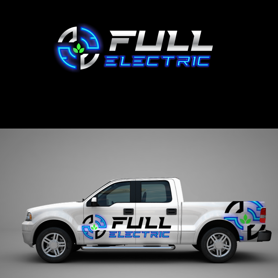 Un logotipo futurista de neón.