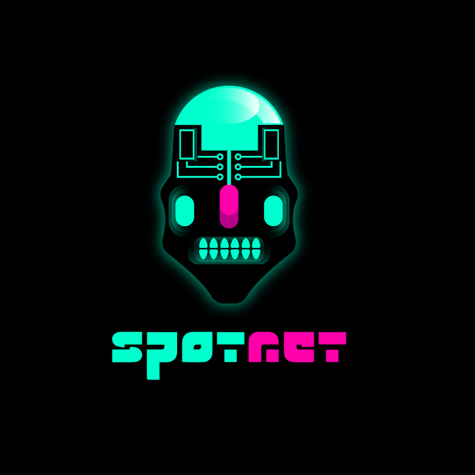 Un logotipo futurista de neón.