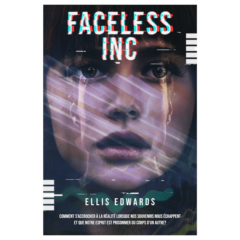 A glitch art book cover