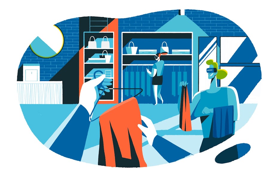 An illustration of a sample VR clothing store