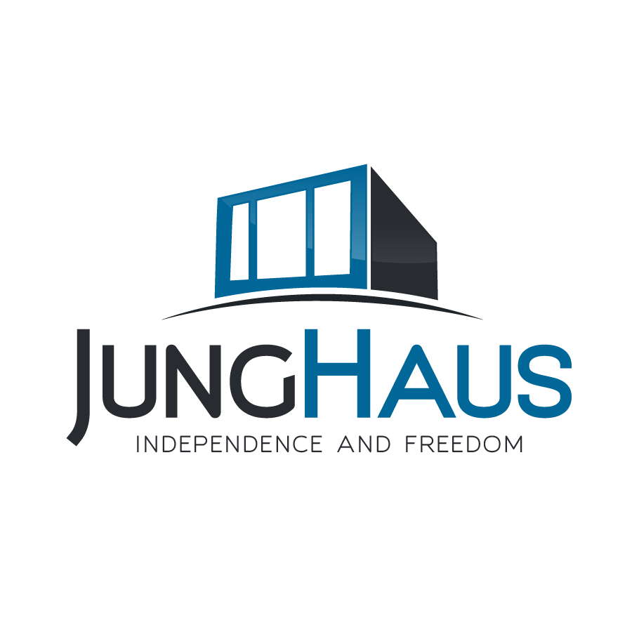 square modern house with the text “junghaus”