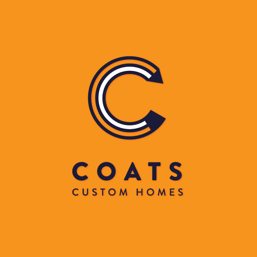 pencil bent into a “C” shape with the text “coats custom homes”
