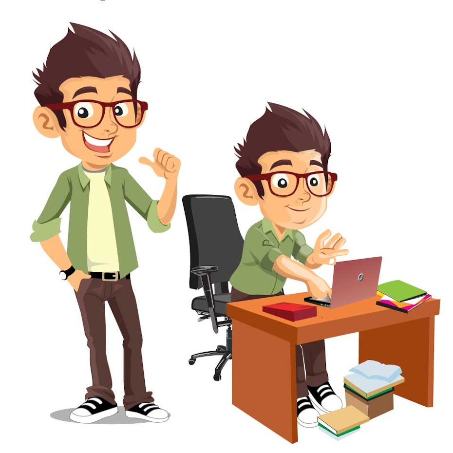 Character design of an employee at their desk