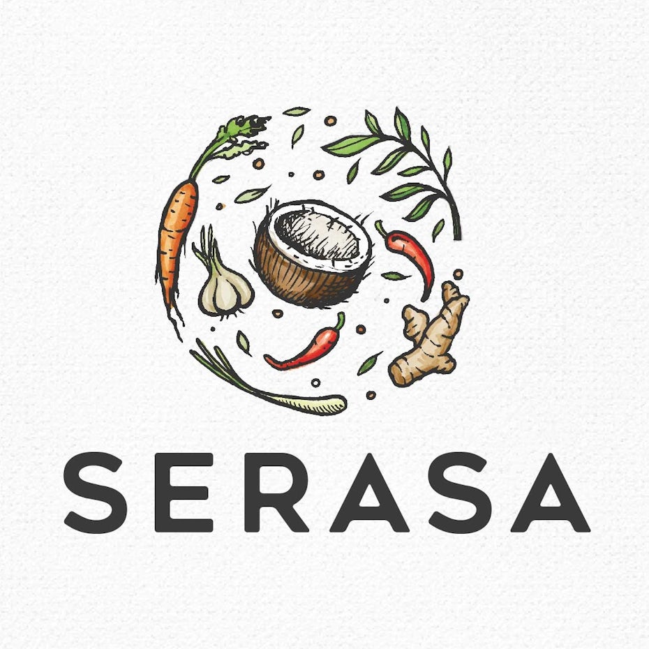 food logo with detailed ingredients