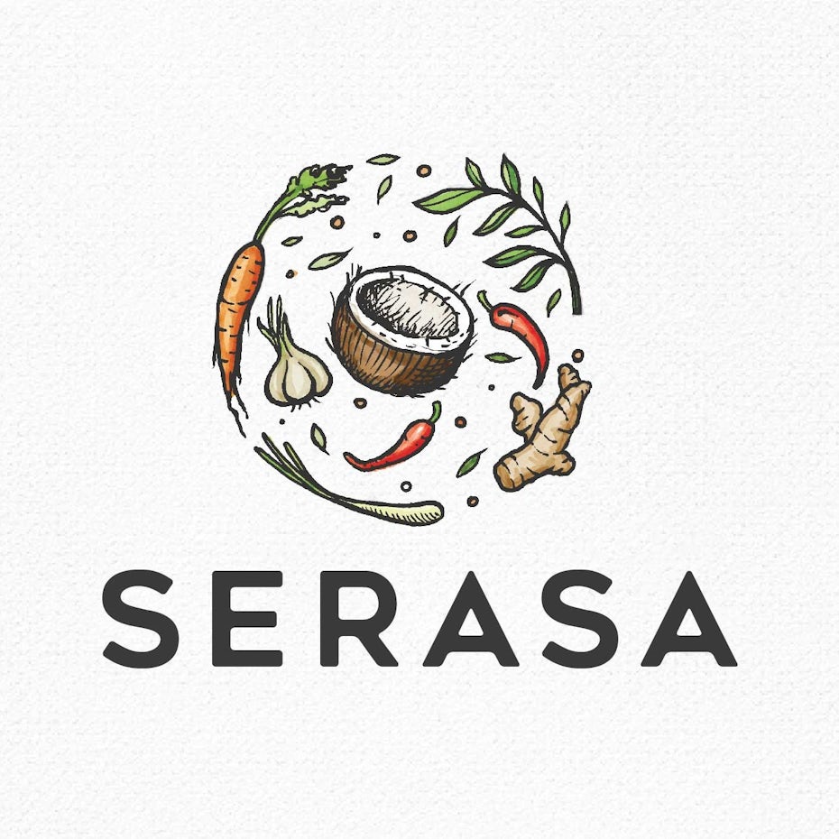 food logo with detailed ingredients