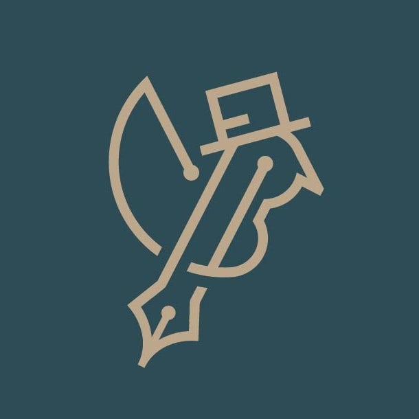 Logo design of an outline bird pen hybrid