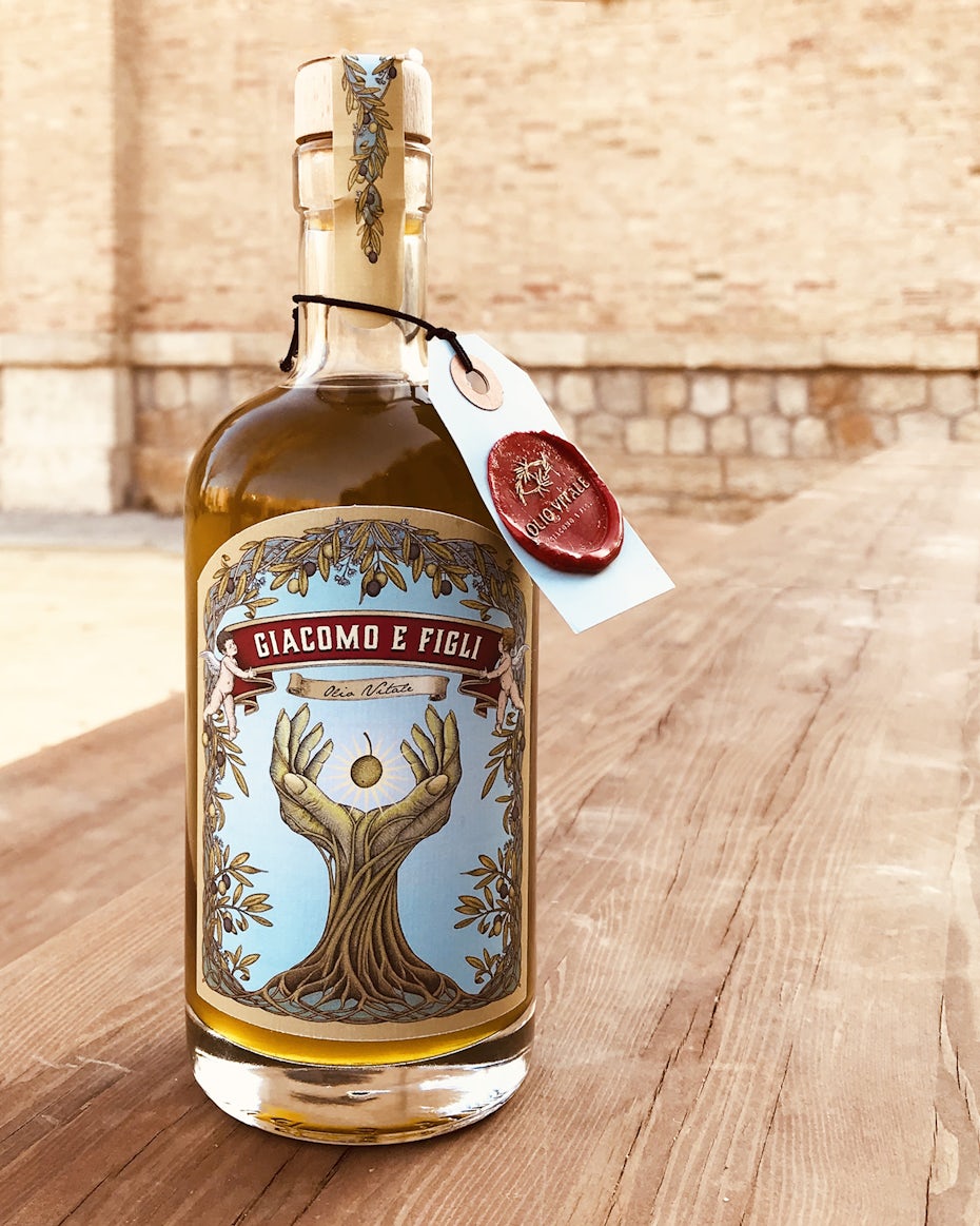 beautiful olive oil label