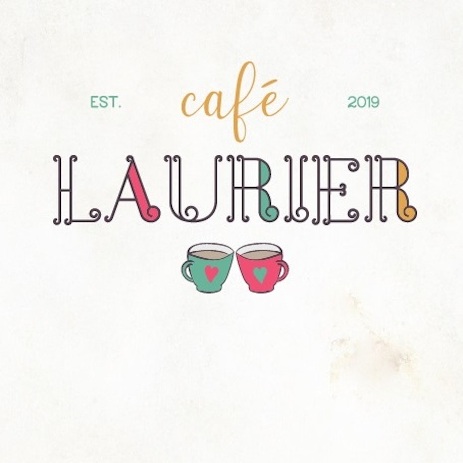 法国咖啡馆的线条艺术标志设计
