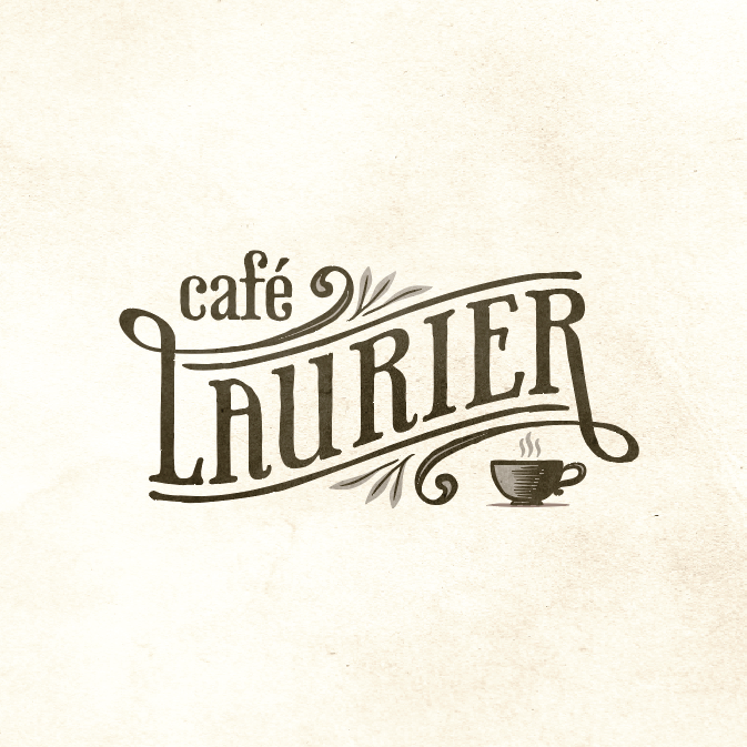 Hand-lettered logo design for a French cafe