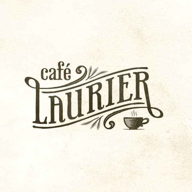 Hand-lettered logo design for a French cafe