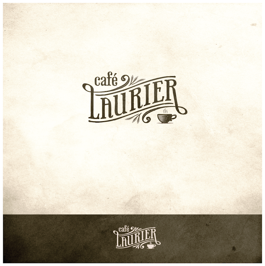 Hand-lettered logo design for a French cafe