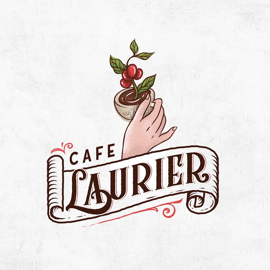 插图标志设计的一家法国咖啡馆